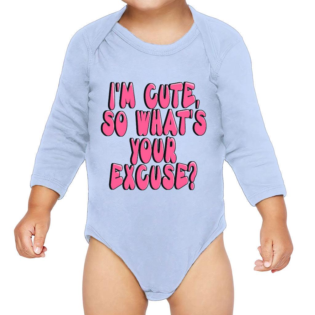 I'm Cute Baby Long Sleeve Onesie - Funny Baby Long Sleeve Bodysuit - Trendy Baby One-Piece - MRSLM