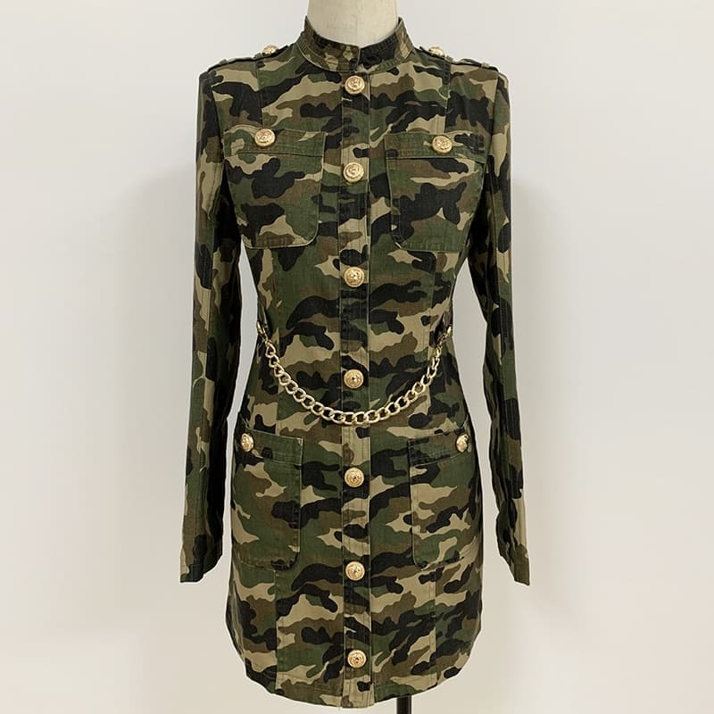 Women's Military Style Mini Dress