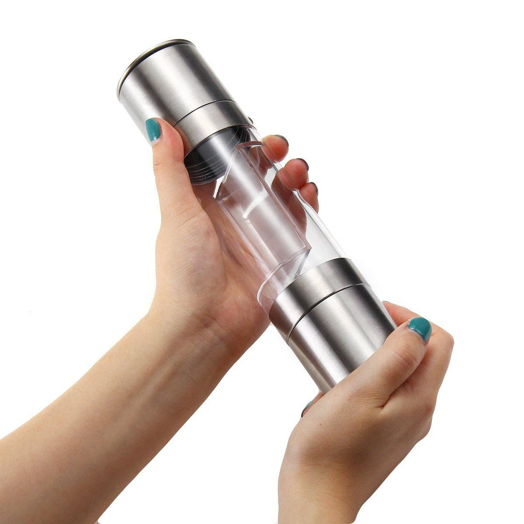 2 in 1 Premium Stainless Steel Glass Salt & Pepper Mill Grinder Kitchen Accessories - MRSLM