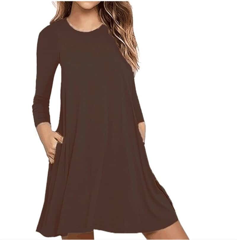 Casual Thin Women's Long Sleeved A-Line Dress