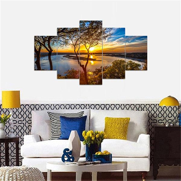 5Pcs Canvas Print Paintings Landscape Wall Decorative Print Art Pictures Frameless Wall Hanging Decorations for Home Office - MRSLM