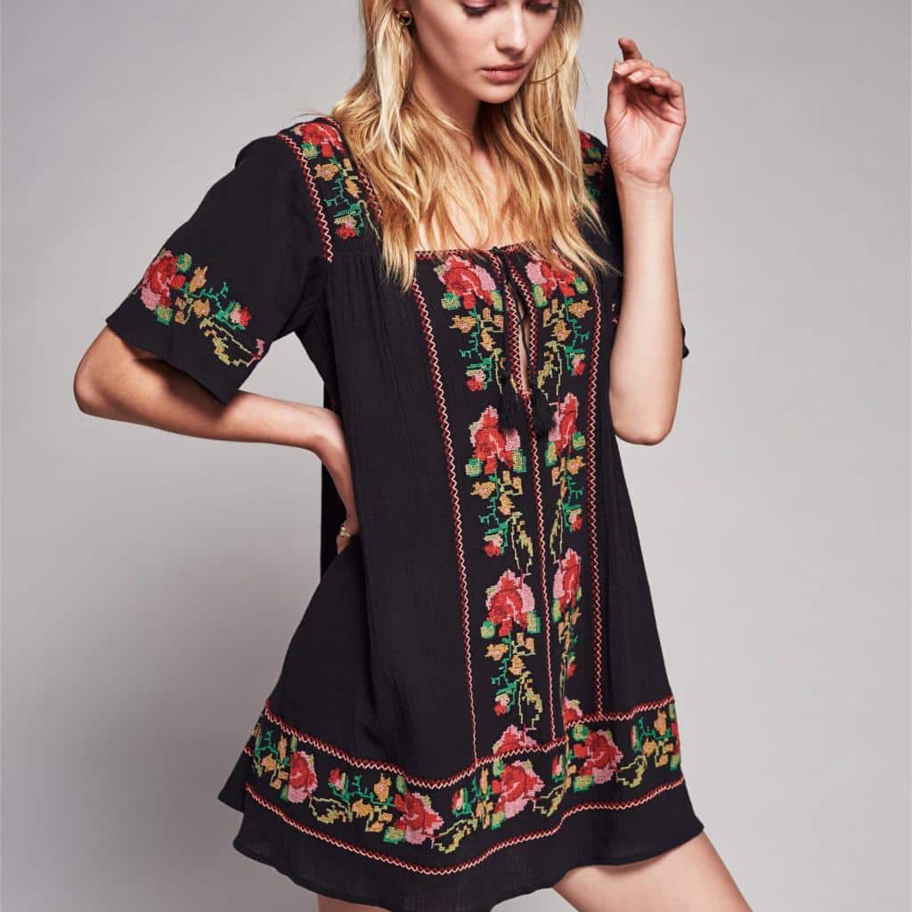 Embroidery Mini Dress for Women