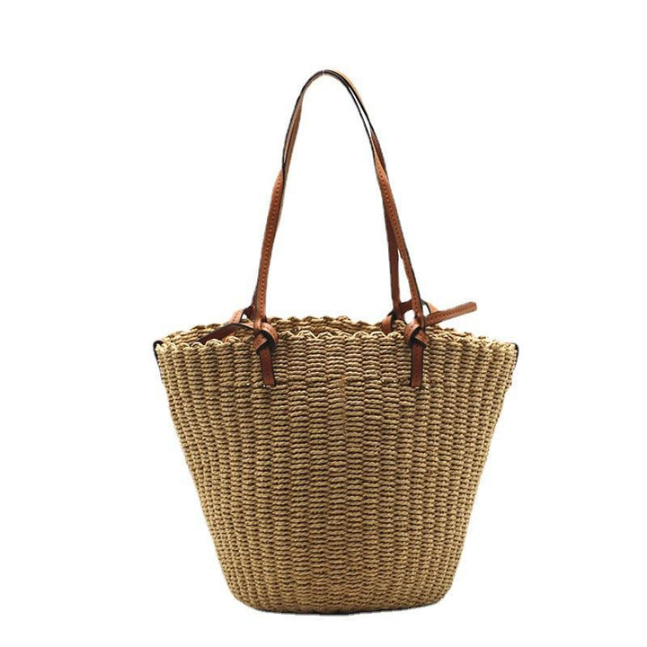 Women's One Shoulder Straw Cylindrical Bag - MRSLM