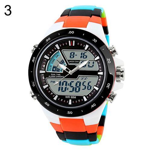 Men Waterproof Sport Digital Analog Dual Time Alarm Date Chronograph Wrist Watch - MRSLM