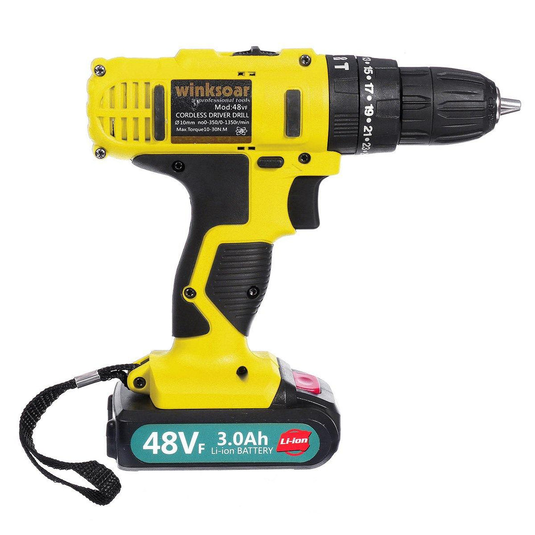 48VF 3000mAh Electric Screwdriver Rechargeable Power Impact Drill 25+1 Torque W/ 1 or 2 Li-ion Battery - MRSLM