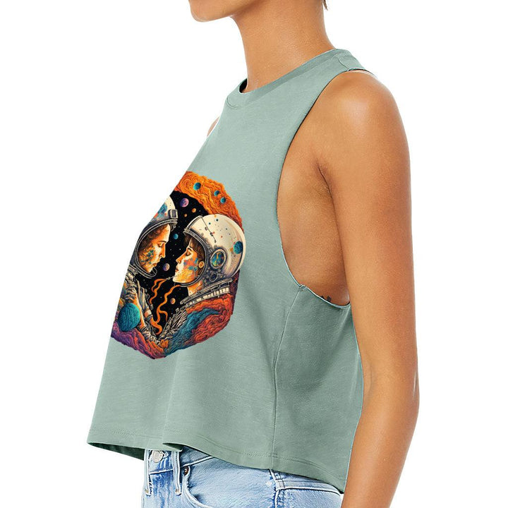 Love Astronaut Racerback Cropped Tank - Fantasy Women's Tank - Art Tank Top - MRSLM