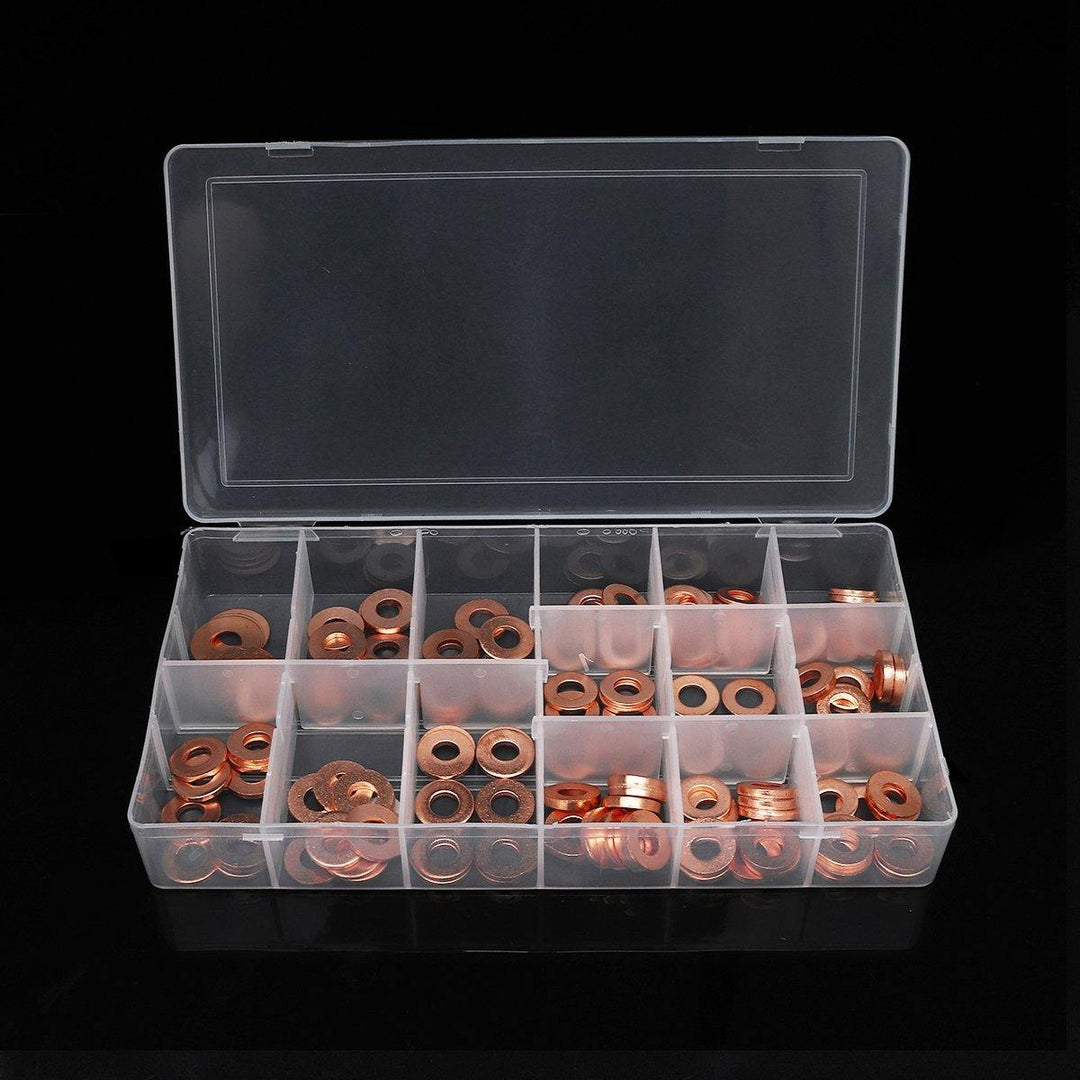 150pcs Copper Diesel Injector Washer Seal Assortment Set Fuel Injector Seal Ring - MRSLM