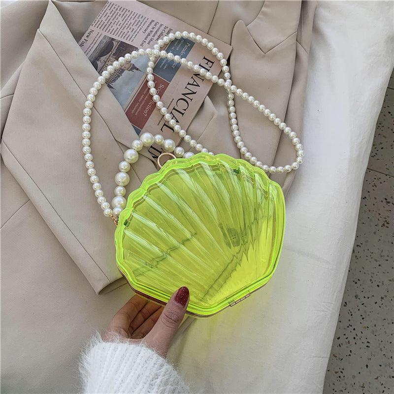 Transparent Shell Bag Box Bag Pearl Female Messenger Shoulder Retro Texture - MRSLM