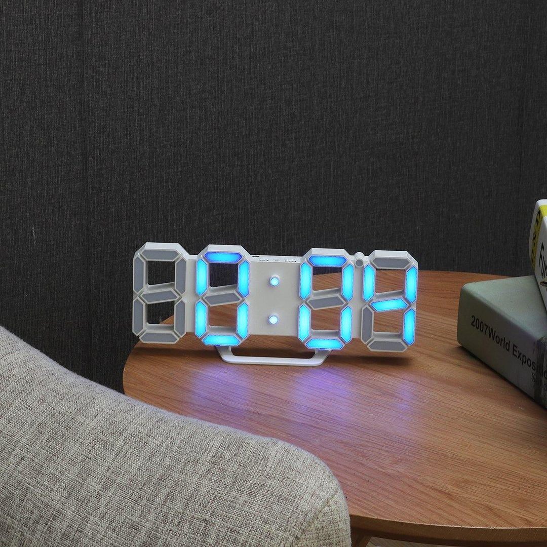 3D Alarm Clock LED Date Display Digital Temperature Snooze Table Wall Hanging - MRSLM