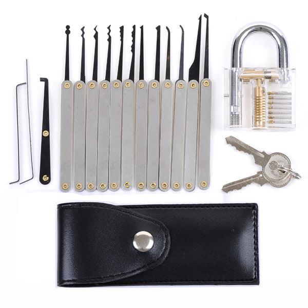 DANIU Transparent Practice Padlock with 12pcs Unlocking Lock Picks Set Key Extractor Tools - MRSLM