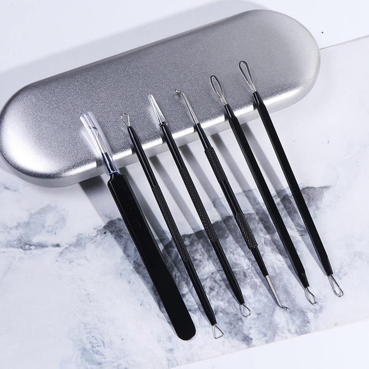 6Pcs Acne Needle To Blackhead Acne Remover Nail Jewelry Tweezers Clip Tool Set - MRSLM