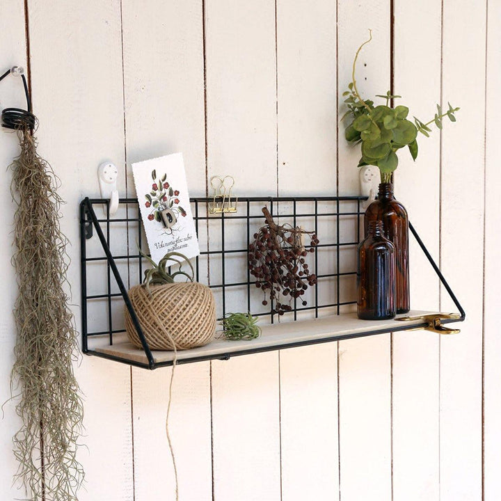 Wall Hanging Shelf Industrial Modern Storage Shelf Rack Flower Hallway Home Shelf Bracket - MRSLM