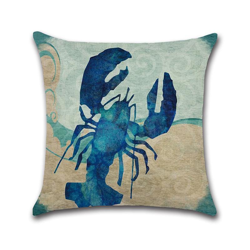 Ocean Octopus Sea House Crab Printed Cotton Linen Cushion Cover Square Sofa Car Decor Pillow Case - MRSLM