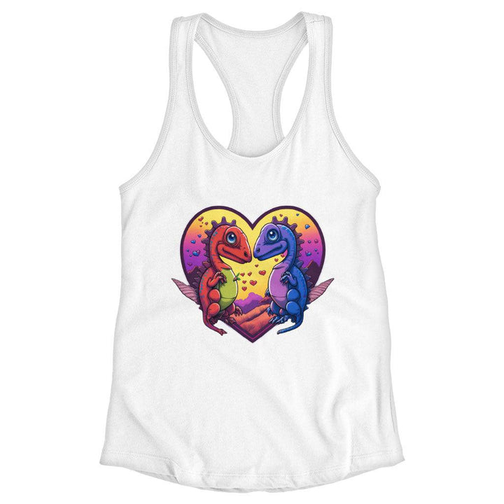 Dinosaurs in Love Racerback Tank - Art Tank - Unique Workout Tank - MRSLM