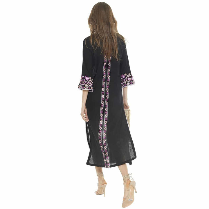 Embroidered Kaftan Midi Dress for Women