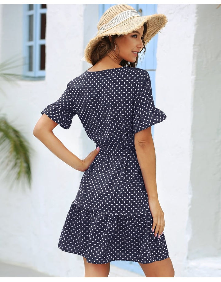 Women's Ruffled Polka Dot Dress