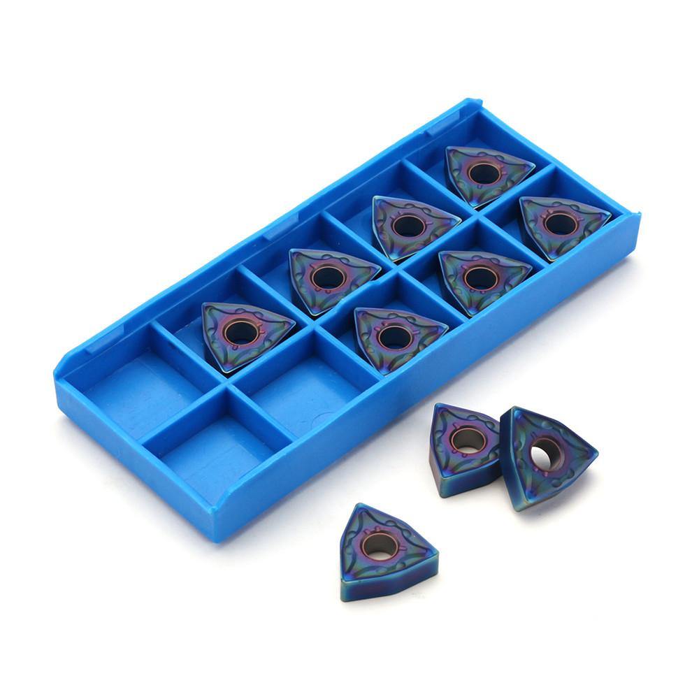 Drillpro 10pcs HRC45 Blue Nano WNMG080404 Carbide Insert for WWLNR/L MWLNR/L Turning Tool Holder - MRSLM