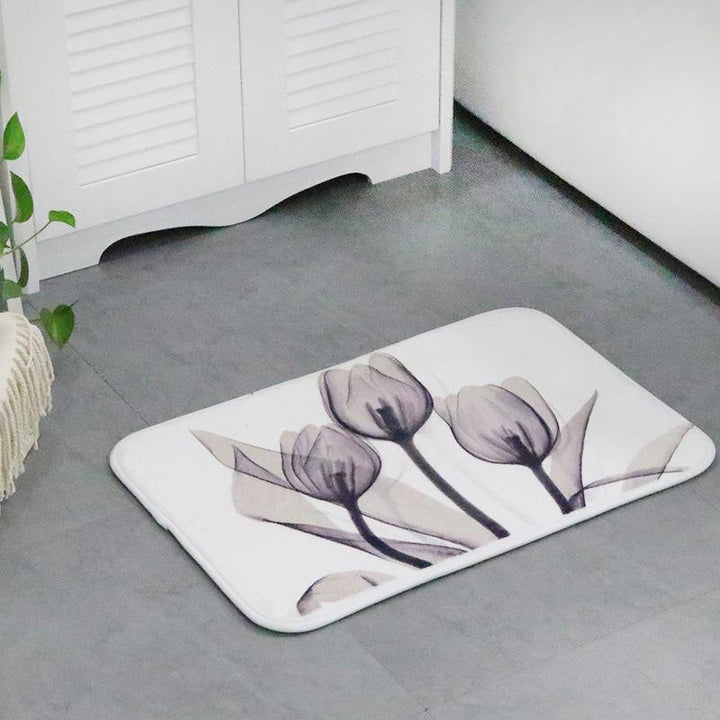 Memory Foam Chronic Rebound 3D Printing Lotus Absorbent Non-slip Mat Lotus Flowers Pattern Home Children's Room Floor Cushion Kitchen Area Rugs Bathroom Carpets - MRSLM