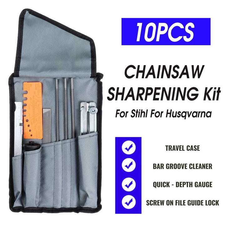 10x Chain Saw Sharpening File Filing Kit Files Tool Chain Sharpener For Husqvarna - MRSLM