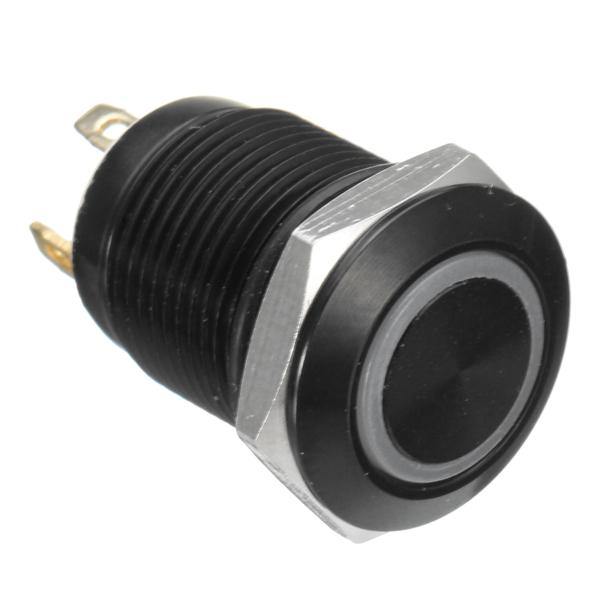 12v 4 Pin 12mm Led Light Metal Push Button Momentary Switch Waterproof Black - MRSLM