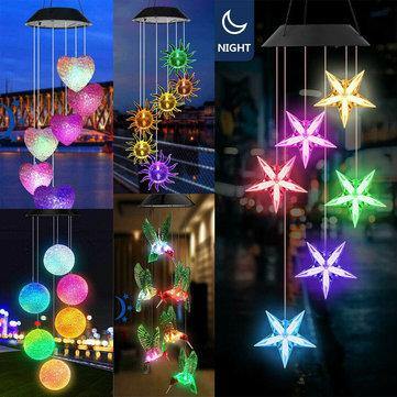 Solar Powered Wind Chimes Color Changing LED Light Home Garden Yard Decor Lamp - MRSLM