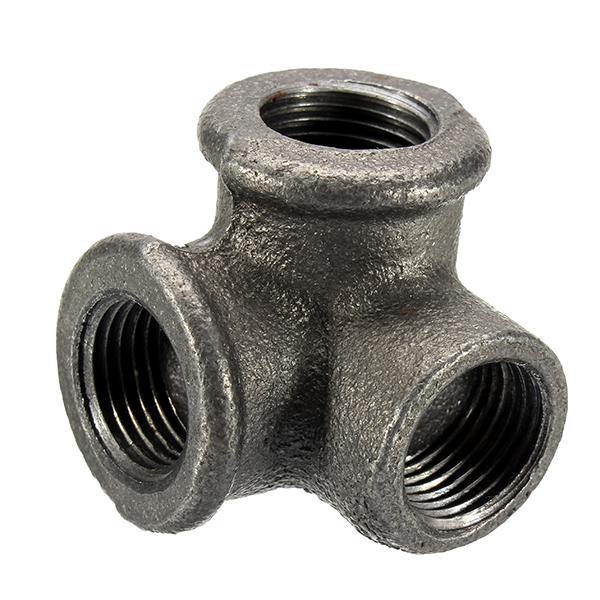 1/2" 3/4" 1" 3 Way Pipe Fittings Malleable Iron Black Elbow Tee Female Connector - MRSLM