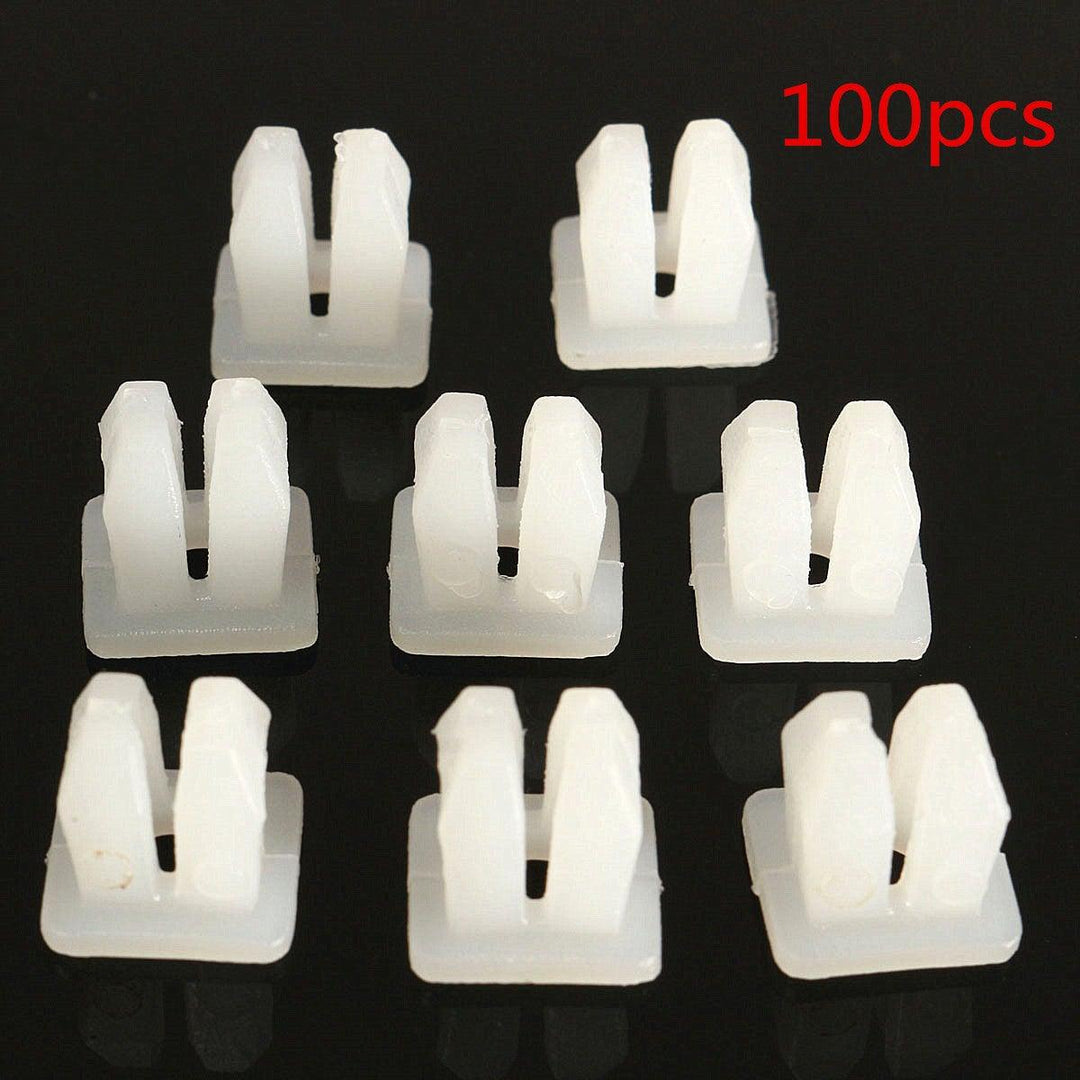 100 pcs Car White Plastic Rivets Fastener Fender Bumper Clips 5mm Hole - MRSLM