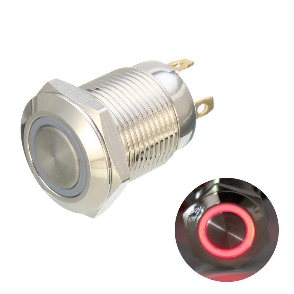 Machifit DC 5V 19mm 4 Pin Momentary Switch Led Light Metal Push Button Waterproof Switch - MRSLM