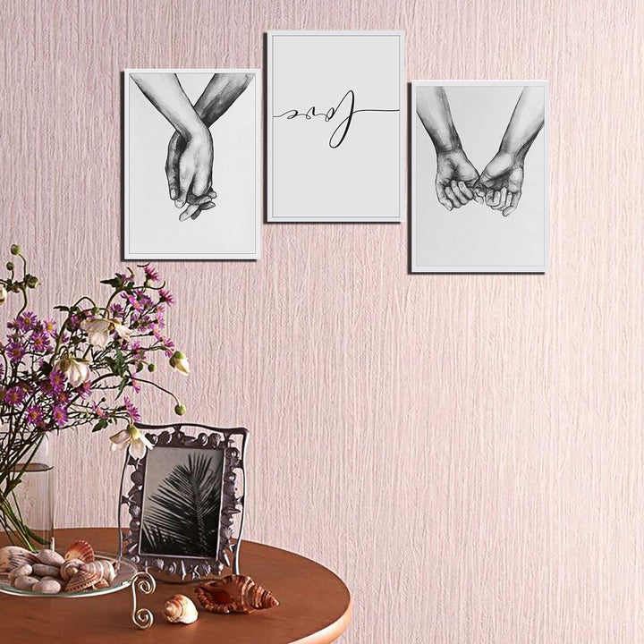 Holding Hand Black And White Picture Cambric Prints Painting Love Wall Sticker Home Decor - MRSLM