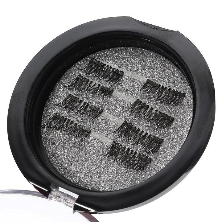 8Pcs/2 Pairs Dual Magnetic 3D False Eyelashes Long Natural Eyelashes Extension - MRSLM