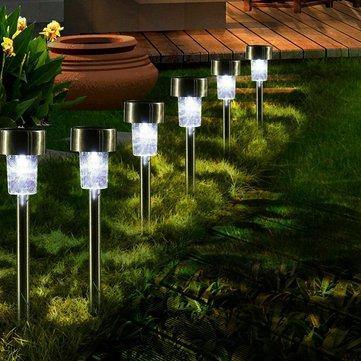 16pcs LED Solar Stainless Steel Lawn Lamps Garden Outdoor Landscape Path Light - MRSLM