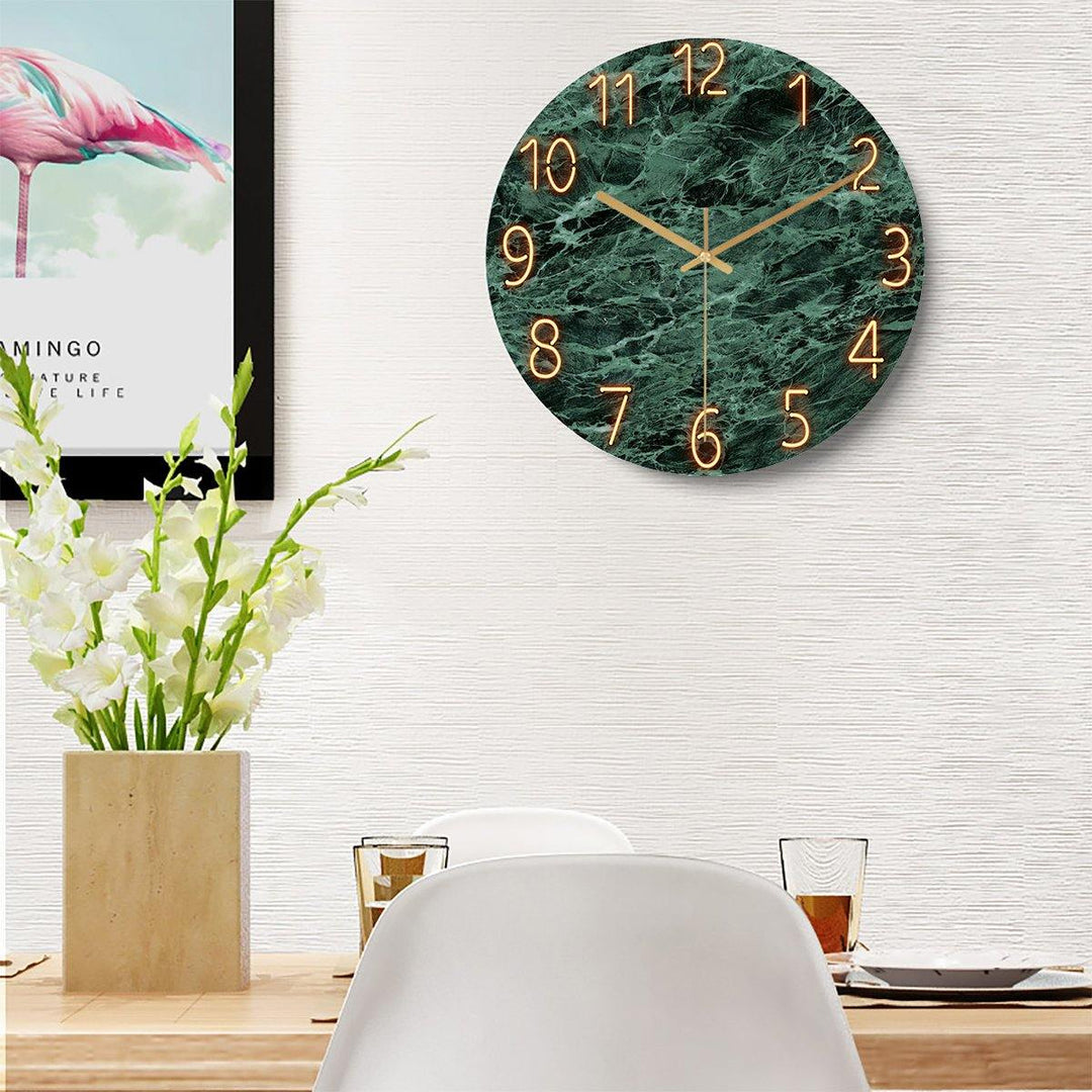 12 Inch Fashion Glass Quartz Clock Home Living Quiet Silent Simple Clock - MRSLM