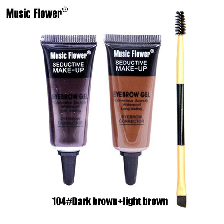 Music Flower 2 Color Eyebrow Gel Eye Brow Enhancers Waterproof Makeup Brush Set - MRSLM