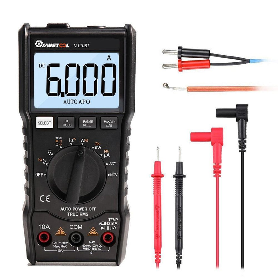 MUSTOOL MT108T Square Wave Output True RMS NCV Temperature Tester Digital Multimeter 6000 Counts Backlight - MRSLM