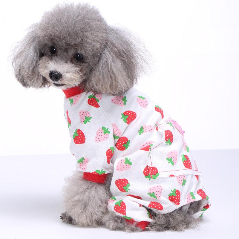 Pet Dog Soft Cloth Cotton Footprint Pajamas Puppy Jumpsuits Soft Clothing Clothes Dog Dress - MRSLM