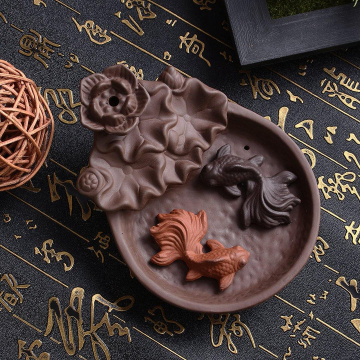 Fish Backflow Incense Burner Censer Stick Holder Decor Gift Zen Buddhist Cones Holder - MRSLM