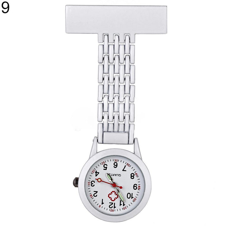 Stylish Metal Clip-on Pocket Quartz Analog Brooch Medical Nurse Fob Watch Gift - MRSLM