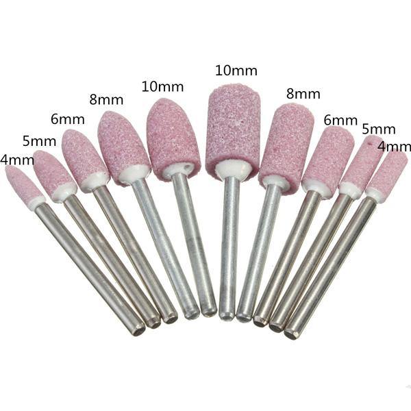 10pcs AbrasivE-mounted Stone Rotary Tool 1/8 Shank For Dremel - MRSLM