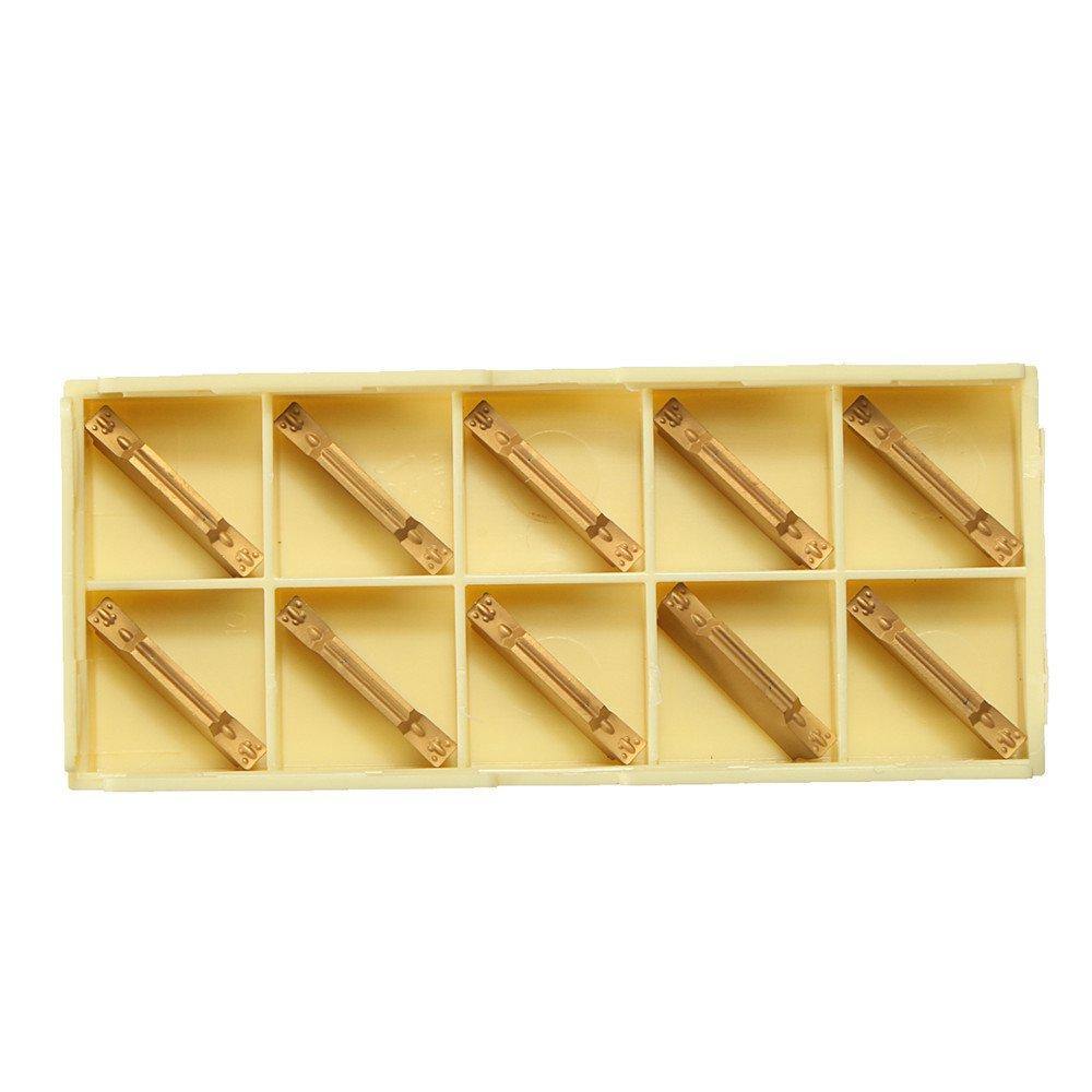 Drillpro 10pcs MGMN300-M Carbide Inserts 3mm Width for MGEHR/MGIVR Grooving Cut Off Tool Turning Tool - MRSLM