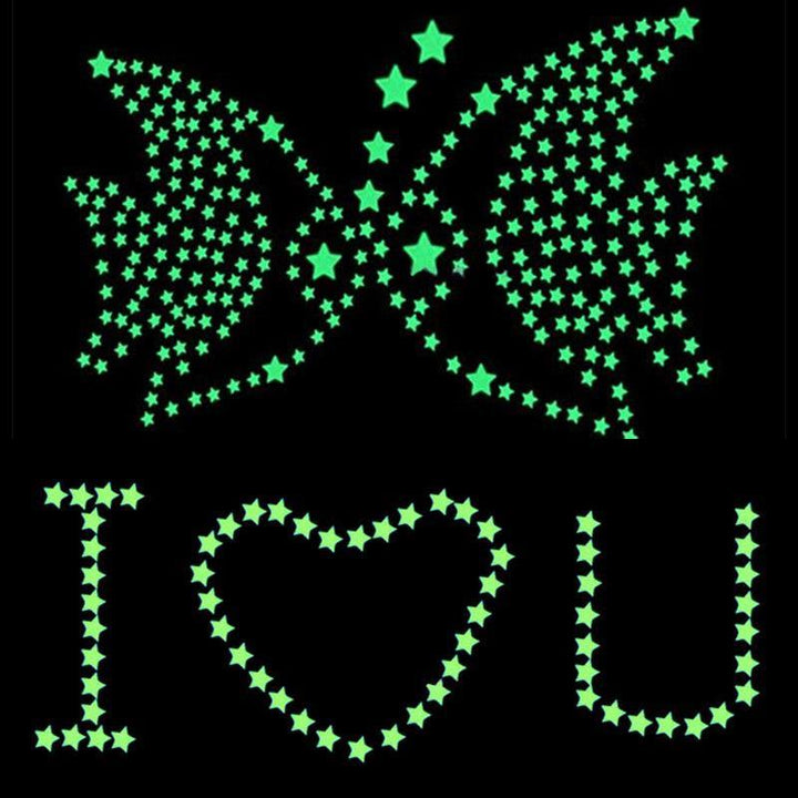 Honana DX-010 100PCS 3CM Fluorescent Glow Star Wall Sticker Decor Sticker - MRSLM