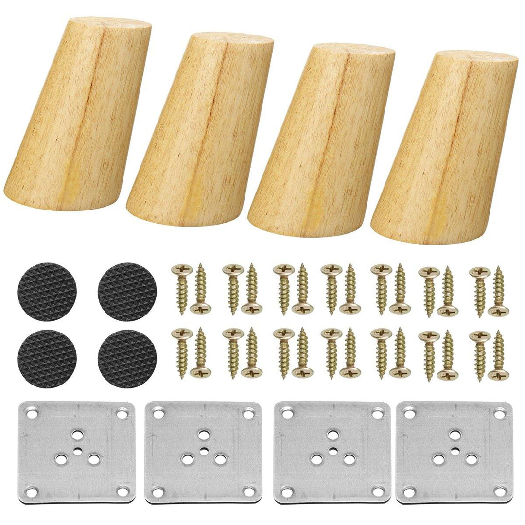 4Pcs/Set Solid Wooden Cone Angled Furniture Legs Kit Sofa Table Chair Stool Part Leg Support - MRSLM