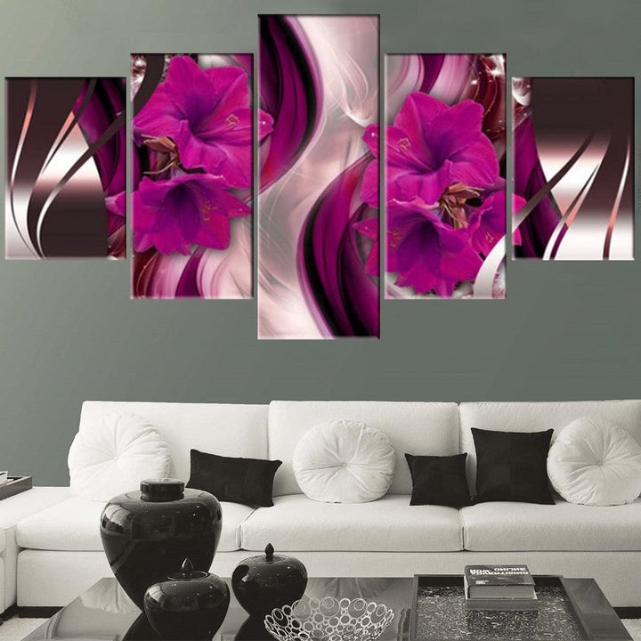 5Pcs Canvas Print Paintings Flowers Wall Decorative Print Art Pictures Frameless Wall Hanging Decorations for Home Office - MRSLM