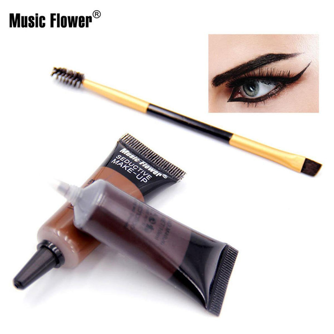 Music Flower 2 Color Eyebrow Gel Eye Brow Enhancers Waterproof Makeup Brush Set - MRSLM