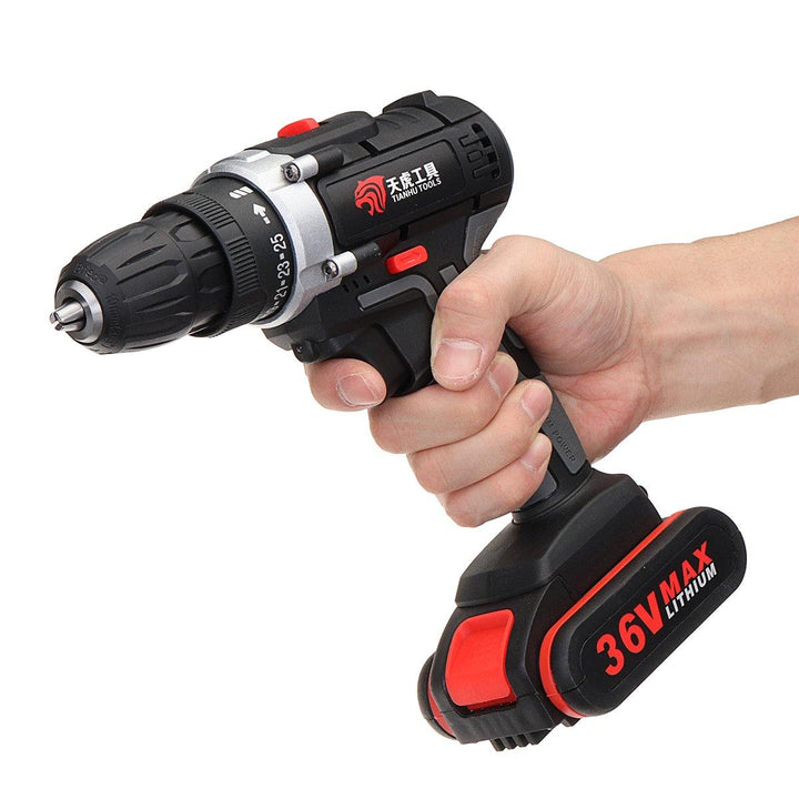 36V Electric Cordless Drill 28NM Brushless Screwdriver With LED Rechargeable Battery (Two Batteries) - MRSLM