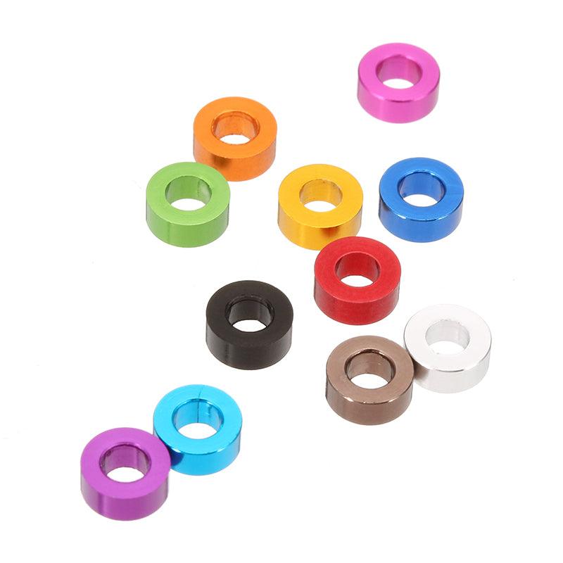 Suleve™ M3AN3 10Pcs M3 Thickening Flat Grommet Gasket Washer Spacer Multi-color Aluminum alloy - MRSLM