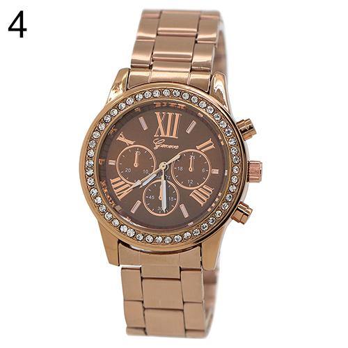 Women's Men's Geneva Roman Number Bling Crystal Analog Quartz Alloy Wrist Watch - MRSLM