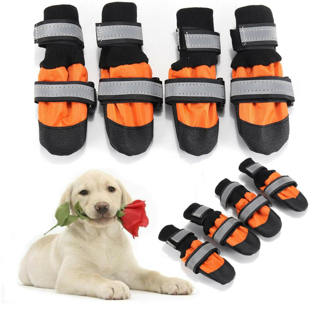 4Pcs Pet Dog Rain Snow Boots Warm Shoe Anti-slip Footwear Sock Waterproof Shoe Covers - MRSLM