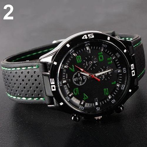 Men Fashion Silicone Band Round Dial Analog Quartz Wristwatch Sports Wrist Watch - MRSLM