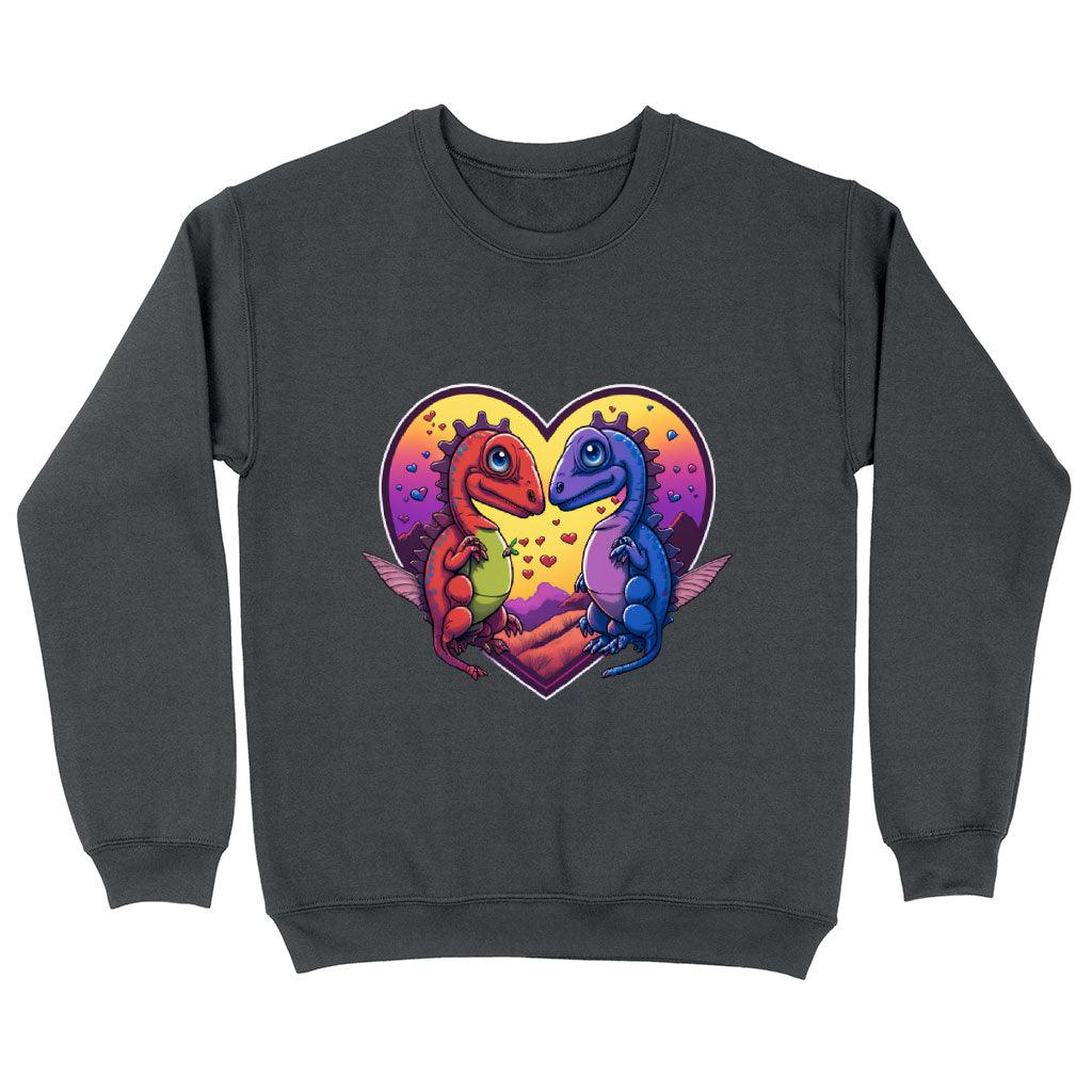 Dinosaurs in Love Sweatshirt - Art Crewneck Sweatshirt - Unique Sweatshirt - MRSLM