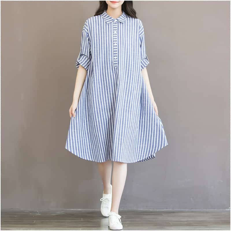 Cotton Striped Dress for Pregnant Women